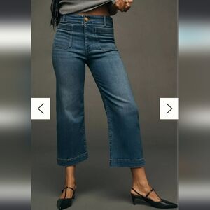 Maeve Anthropologie Colette Medium Wash High Rise Cropped Wide Leg Jeans 30P